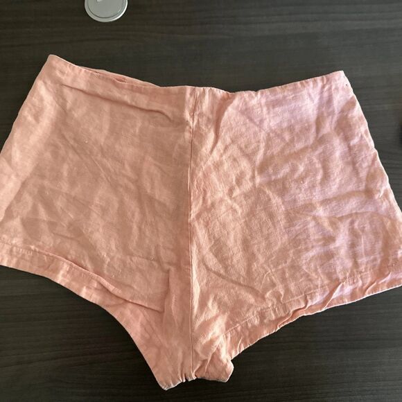 Parke Shorts Womens Large Peach 100% Linen Lightweight Summer Casual Zip - Picture 6 of 6